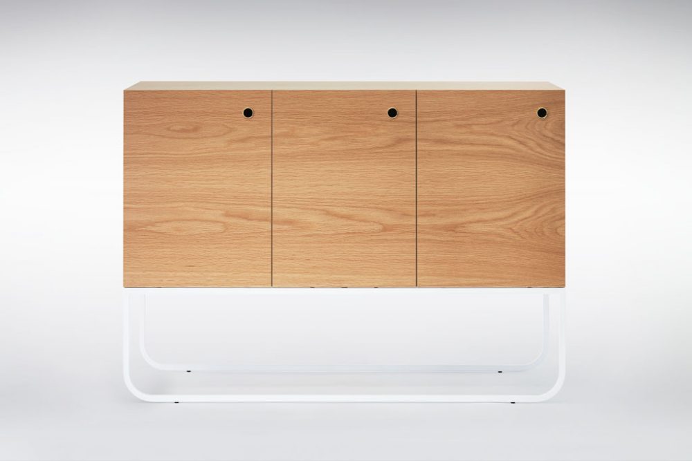 New York Sideboard in American Oak & Mannex White Powder coat Frame