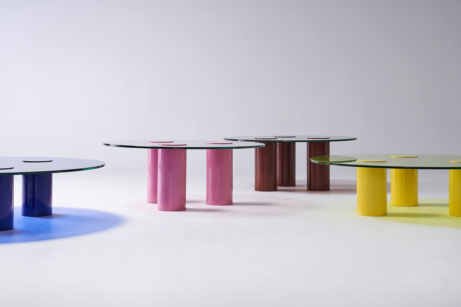 coloured glass table