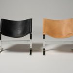 Meadmore Sling Chair Model 248 1963 black saddle leather & tan saddle leather (Silver)